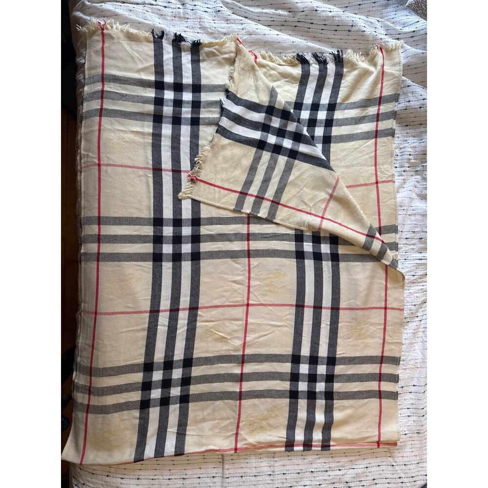 Burberry Check Plaid Fringe Scarf - Picture 4 of 4